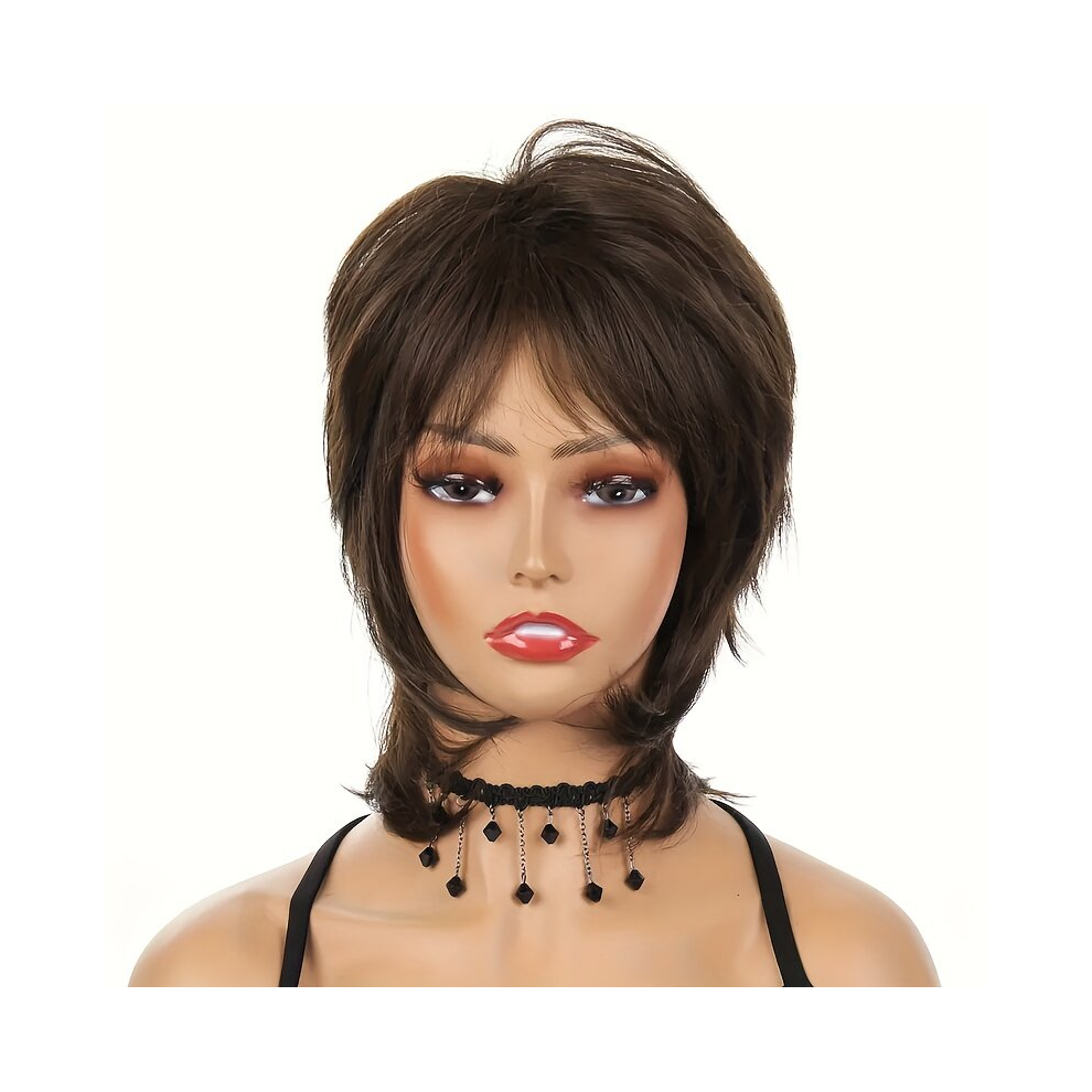 Wig For Women Synthetic Short Wig With Bangs Gray Hair High Temperature Fiber Heat Resistant Hair Daily Use Wigs With Wig Net