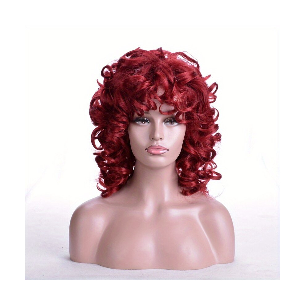 Unisex Multicoloured Short Afro Curly Bob Cut Wig With Bangs Synthetic Wig Beginners Friendly Heat Resistant