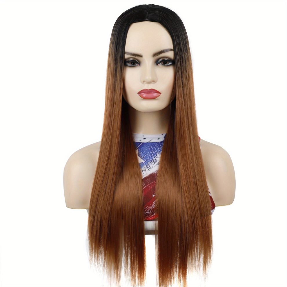 Womens Full Wig Ombre Long Straight Full Wigs Party Hair Wigs Synthetic