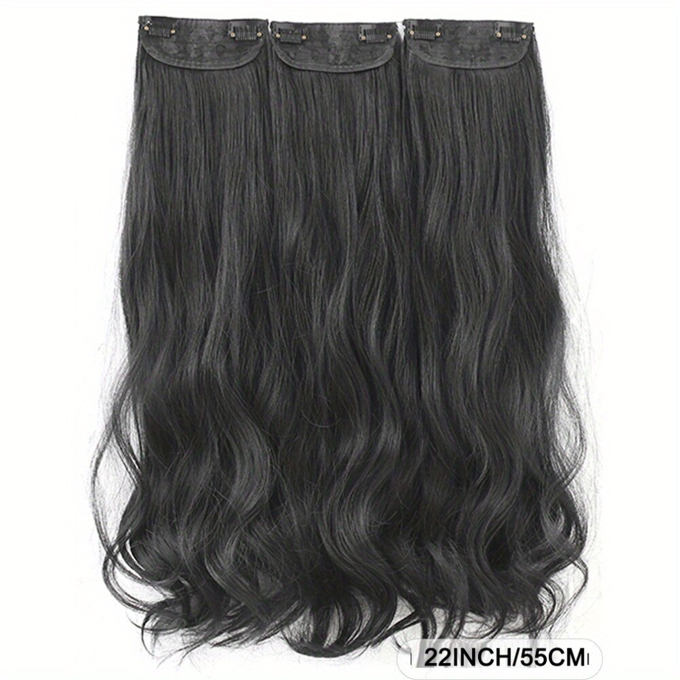 Unisex Black 3Pcs Set Clip In Curly Wavy Hair Extensions 55 88 Cm Long Brown Hair Extensions Long Wavy Synthetic Hairpieces For Women