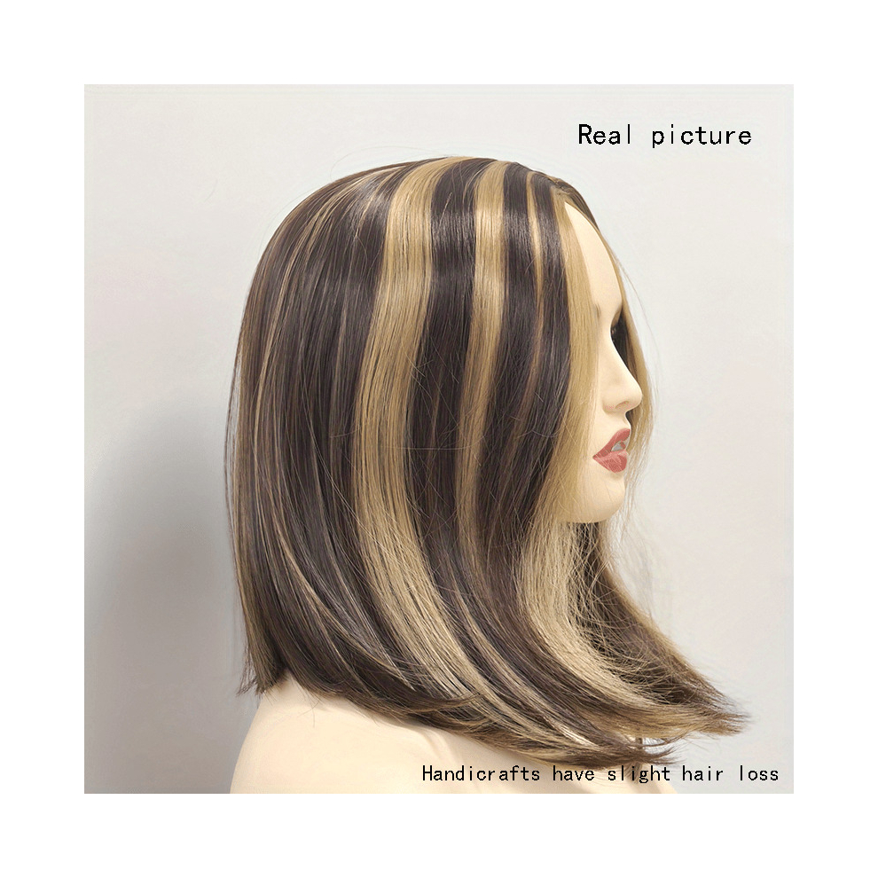Highlight Short Straight Bob Cut Wig Synthetic Wig Beginners Friendly Heat Resistant