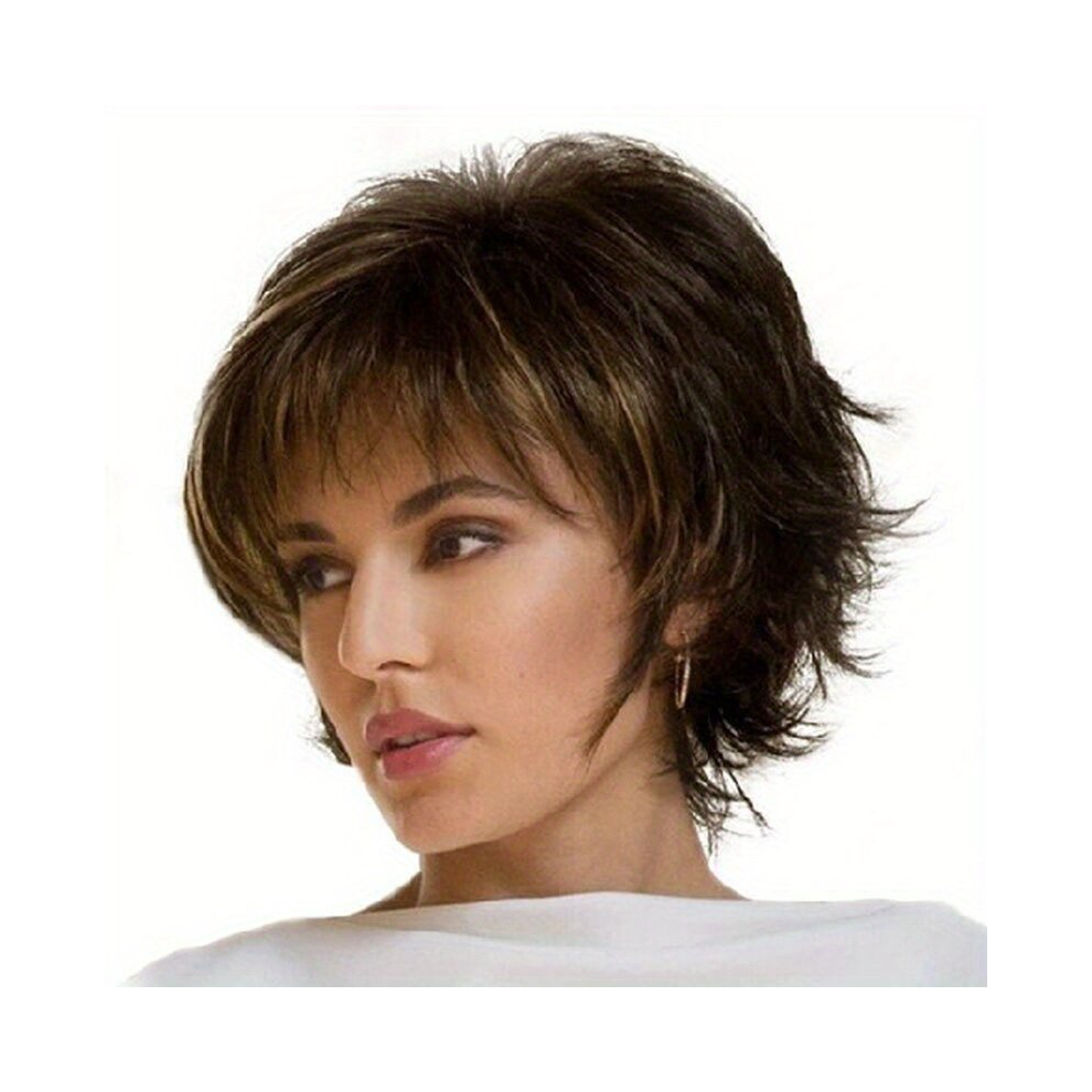Unisex Multicoloured Wig Womens Ombre Natural Short Curly Synthetic Wig With Bangs 20