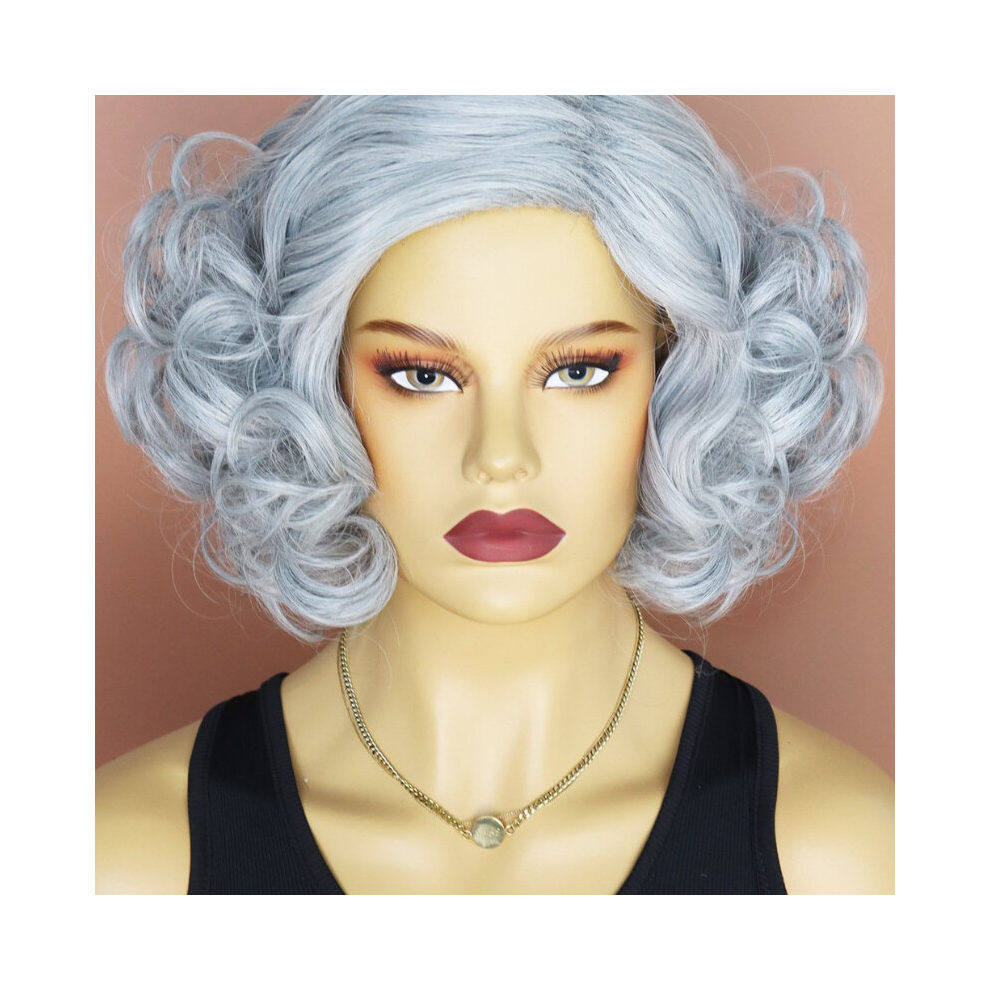 Unisex Multicoloured 45 72 Cm Shoulder Length Wig Middle Part Medium Length Curly Wavy Wig Synthetic Curly Wig