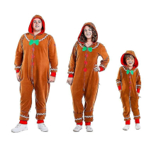 (Kid, 110CM) Men's Family Gingerbread Cozy Jumpsuit, Comfy Gingerbread Cozy Christmas Onesie