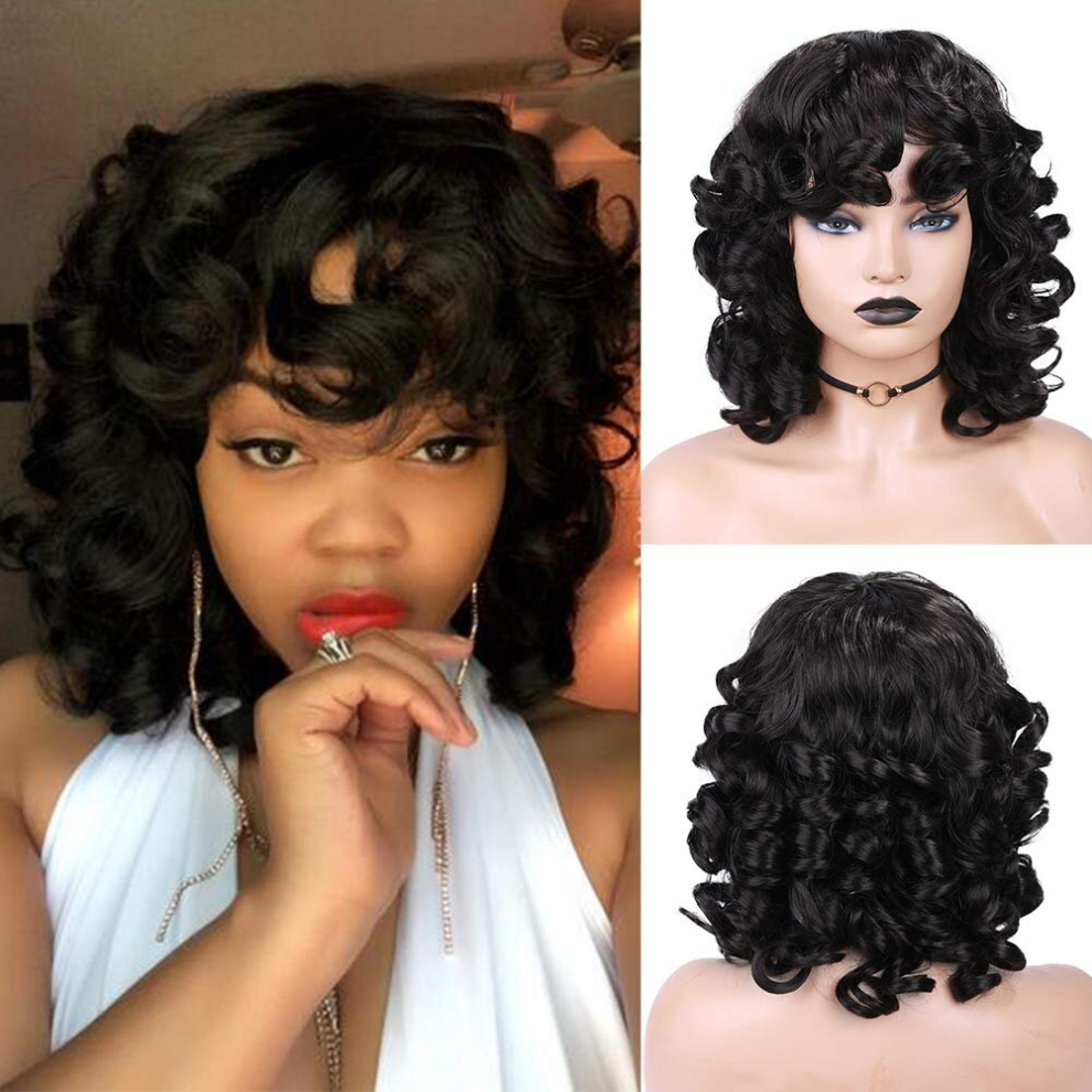 Unisex Multicoloured Fluffy Afro Kinky Curly Wig With Bangs Heat Resistant Synthetic Hair For Cosplay And Parties