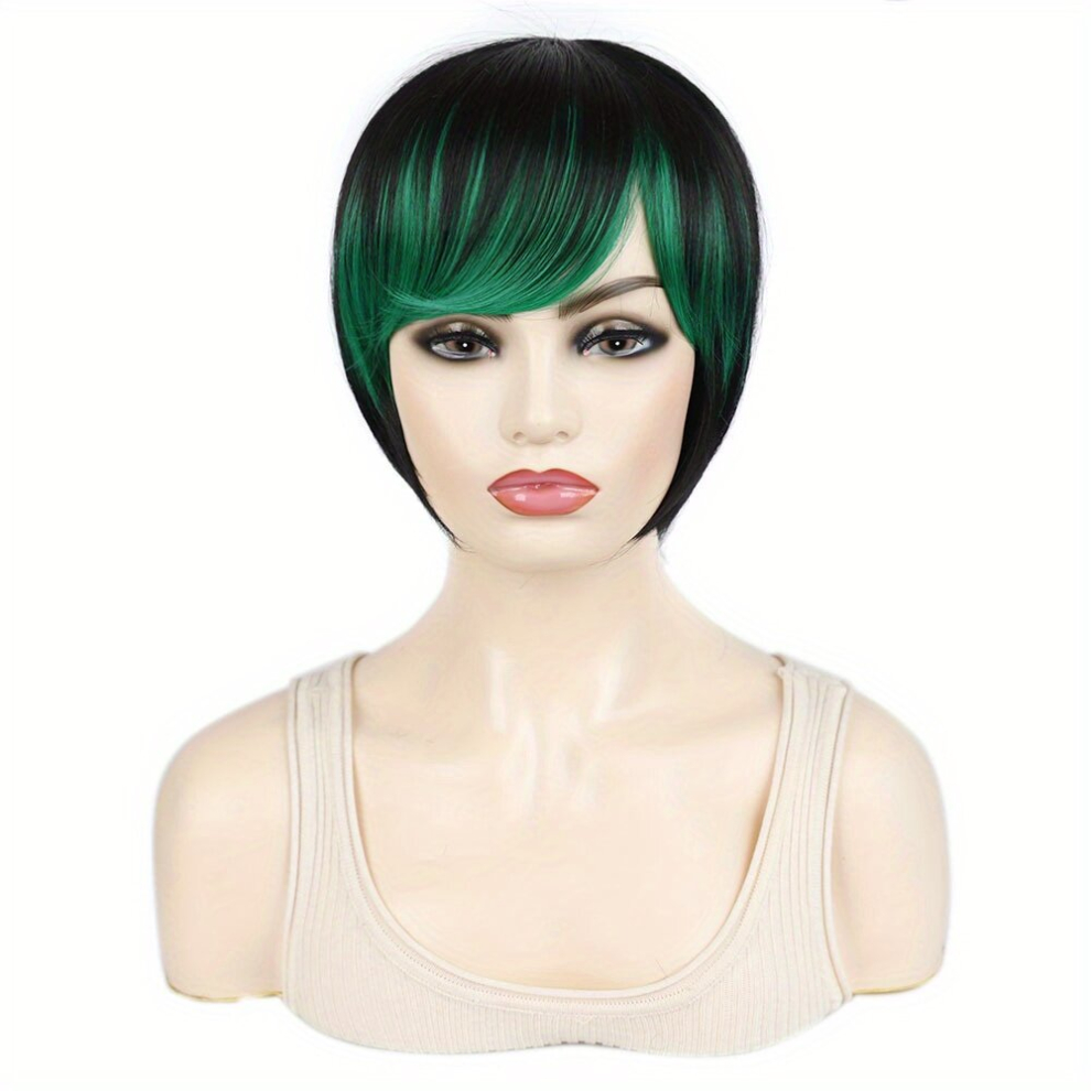Synthetic Wig Short Bob Straight Bangs Full Machine Ombre Wigs Heat Resistant Fiber Hair Wig Cosplay For Women