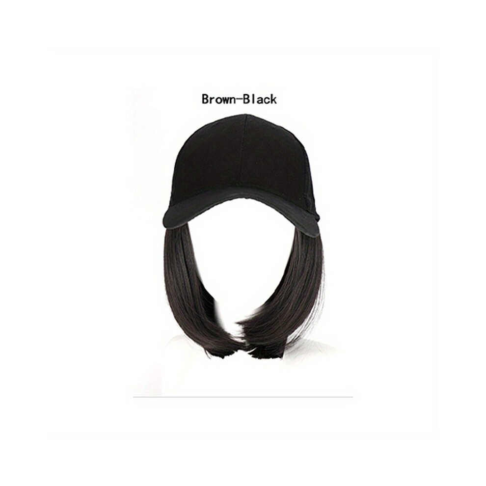 Hat Wig Synthetic Wig Beginners Friendly Highlight Short Straight Bob Cut Wig Natural Looking For Daily Use