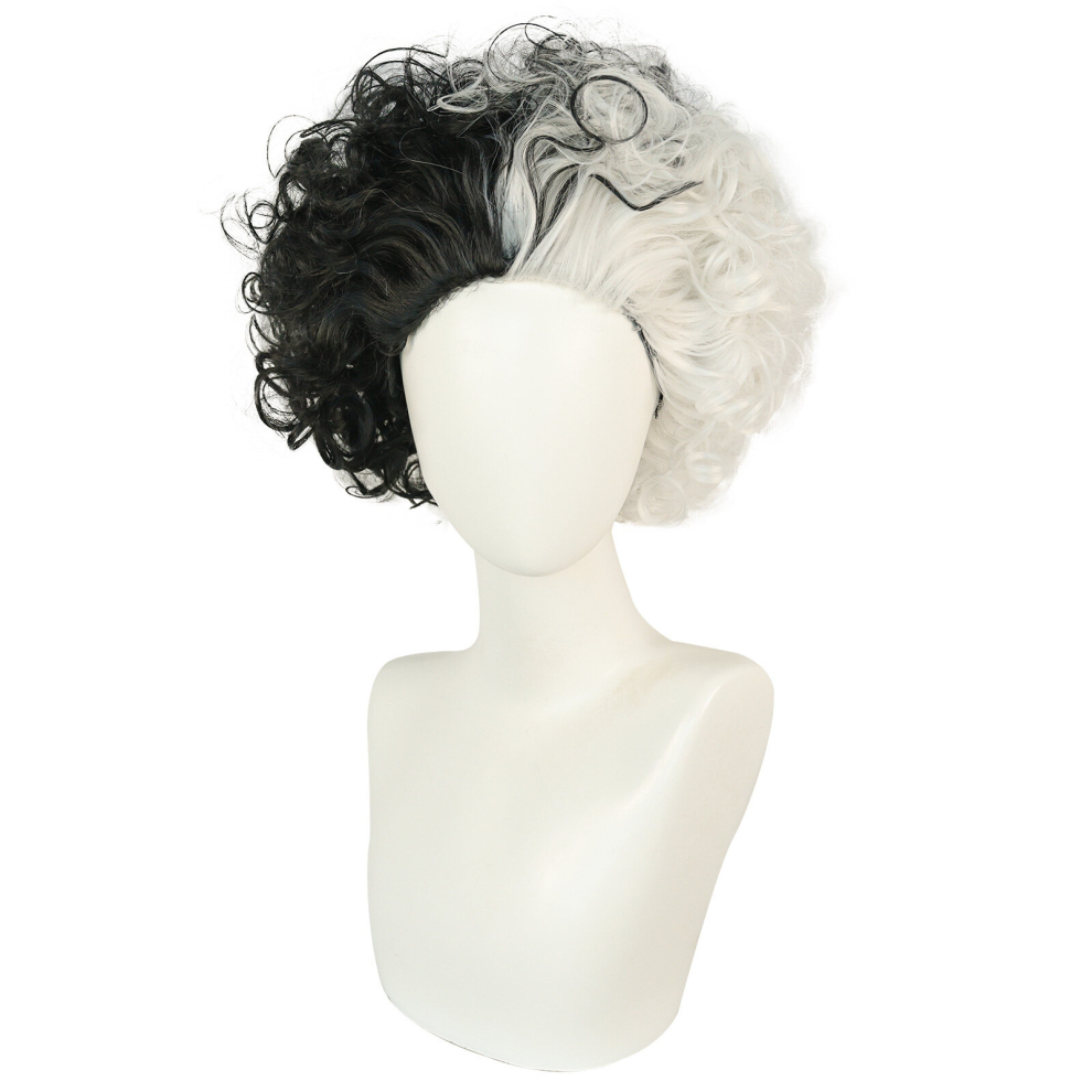 Unisex Multicoloured Short And Curly Synthetic Cosplay Wig For Halloween Christmas Carnival Party 1Pc & Wig Cap