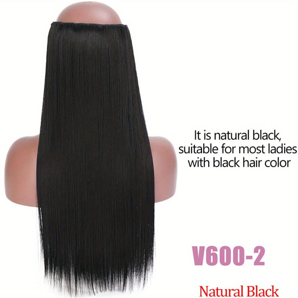 Long Straight Hair Extensions Clip In Synthetic Fiber Pieces for Women Natural Look and Feel