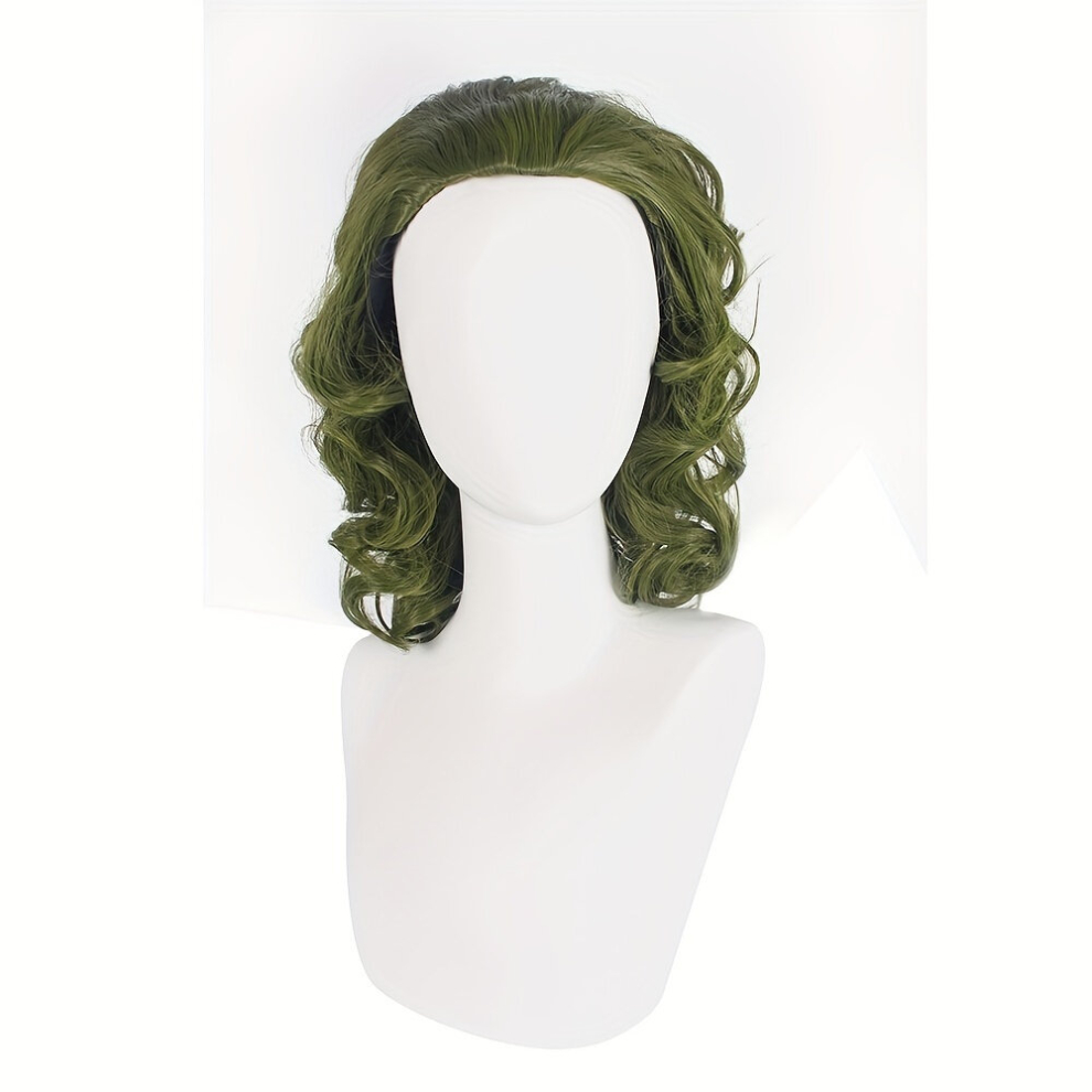 Unisex Green Costume Wigs Short Curly Synthetic Wig Clown Cosplay Wig For Halloween Cosplay Party