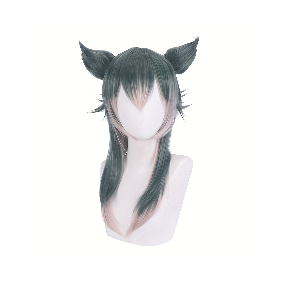 Unisex Multicoloured Costume Wigs Long Straight Wig With Double Pigtails Synthetic Wig With Bangs Anime Cosplay Wig For Halloween Cosplay Party