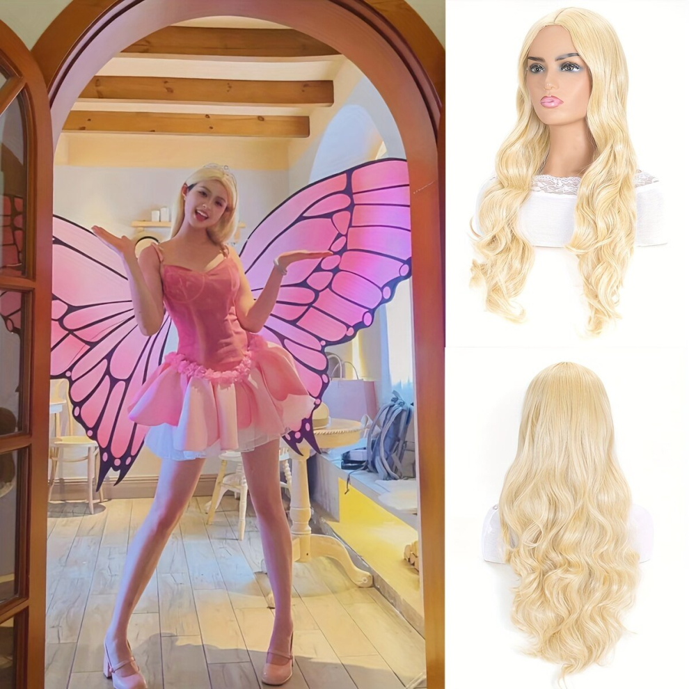 Unisex Multicoloured Costume Wigs Blonde Long Curly Wig Synthetic Wig Movie Cosplay Wig For Halloween Cosplay Party