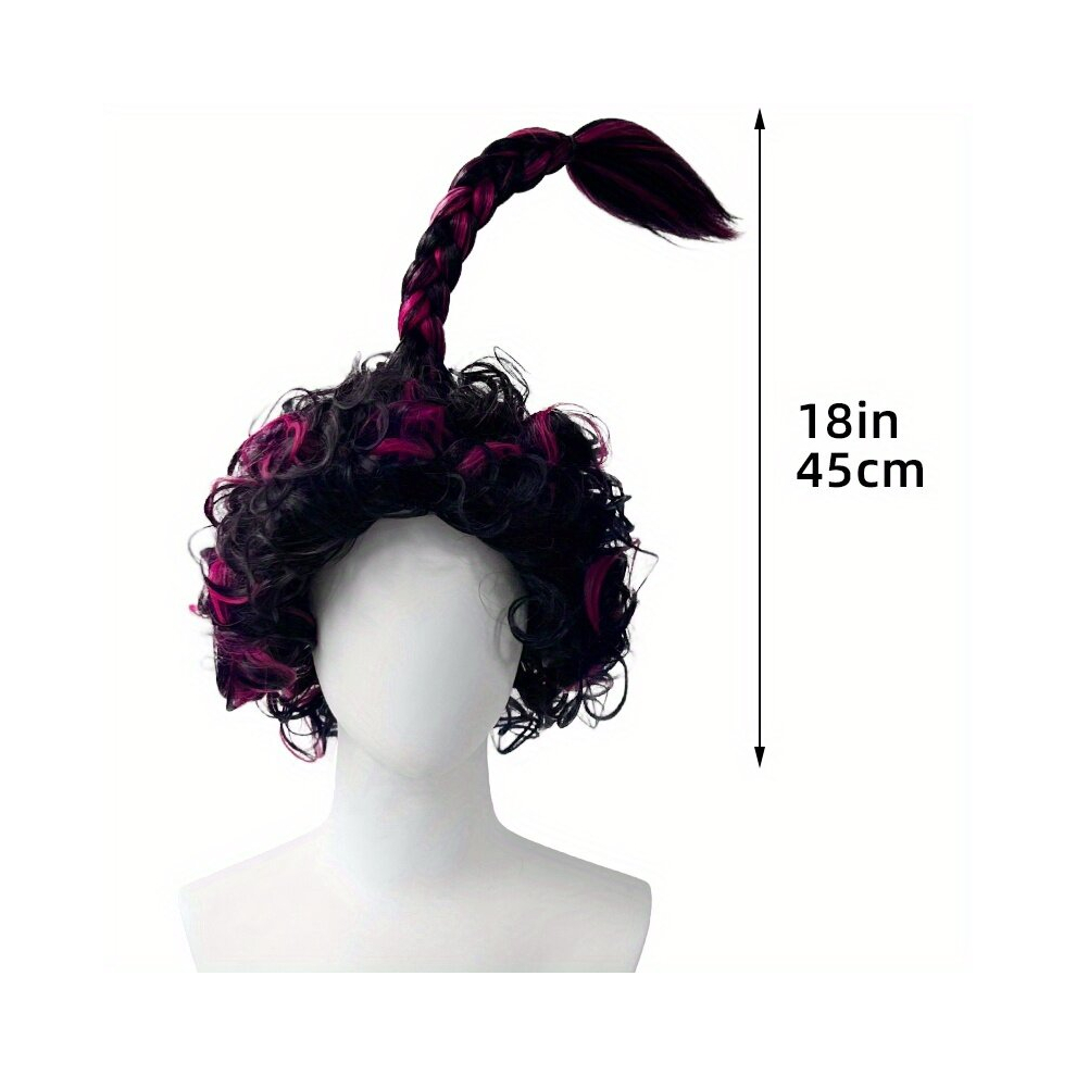 Unisex Multicoloured Costume Wigs Highlight Short Curly Wig With Pigtail Synthetic Wig Anime Cosplay Wig For Halloween Cosplay Party
