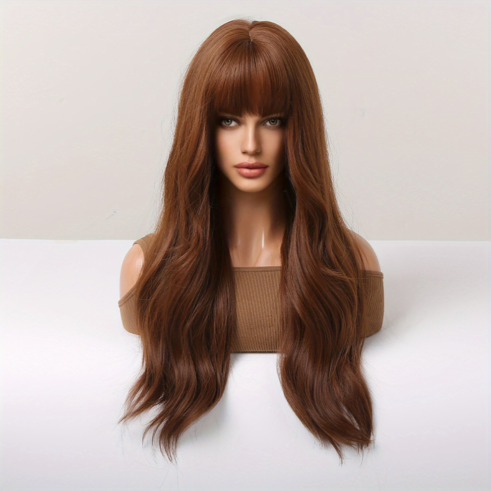 Brownish Curly Wavy Hair Wigs 66 04 Cm Synthetic Wavy Wigs For Women Gilrs For Daily Party Cosplay Use