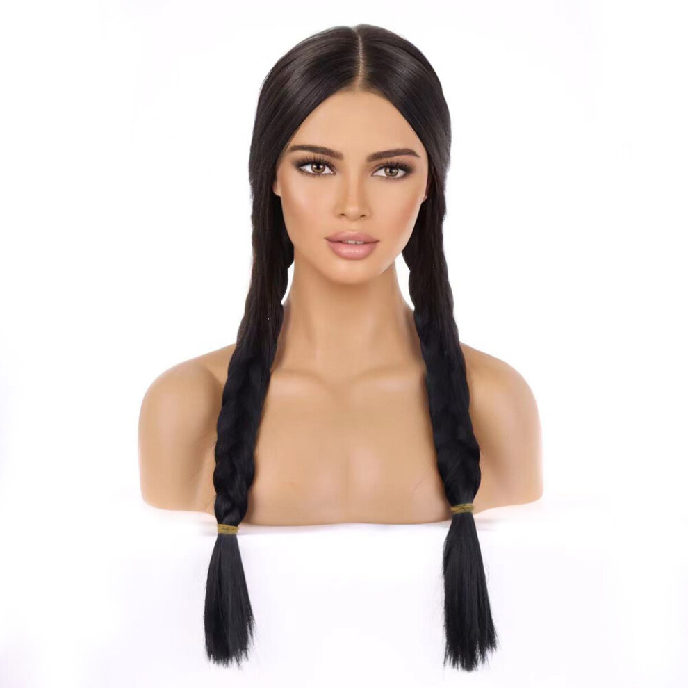 Unisex Black Costume Wigs Long Curly Double Ponytail Synthetic Wig For Halloween Cosplay Party Movie Cosplay Wig