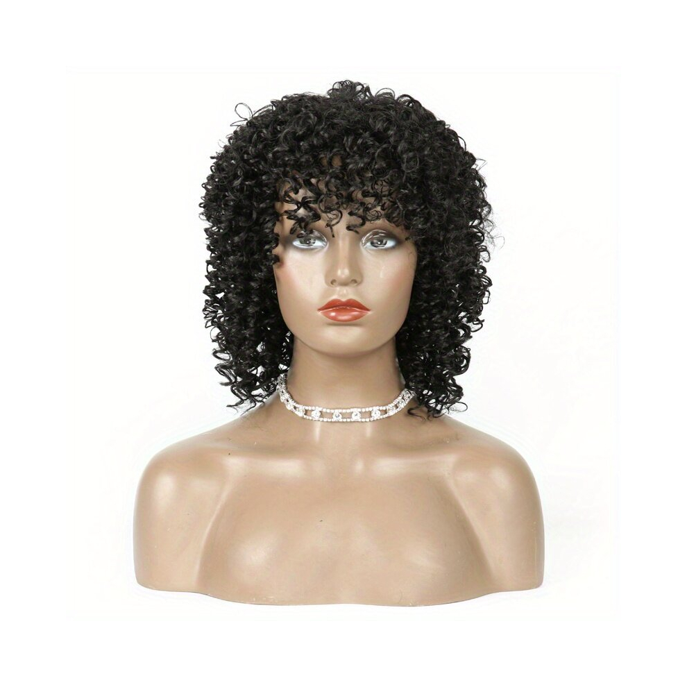 Afro Wigs Short Kinky Curly With Bangs Curly Wig For Women Heat Resistant Hair For Women Daily Party