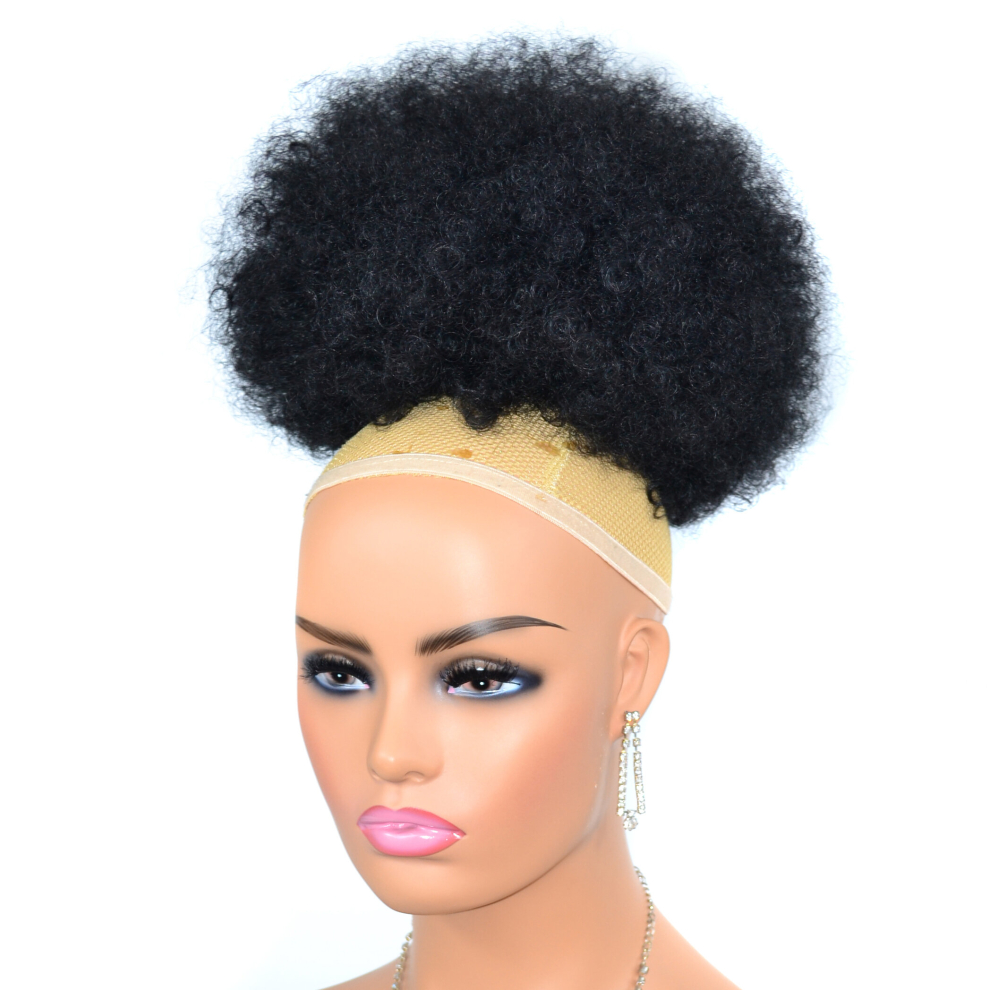 1pcs 6inch Afro Puff Hair Bun Afro Kinky Curly Ponytail Clip In Hair Extension Hair Pieces