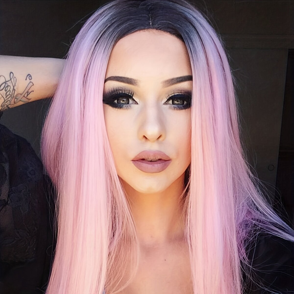 Ombre Long Straight Wig Synthetic Wig Beginners Friendly Heat Resistant Costume Wig