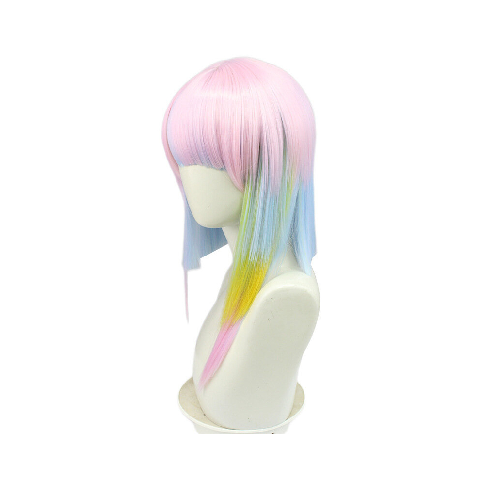 Unisex Pink Costume Wigs Colorful Short Straight Wig Synthetic Wig With Bangs Anime Cosplay Wig For Halloween Cosplay Party