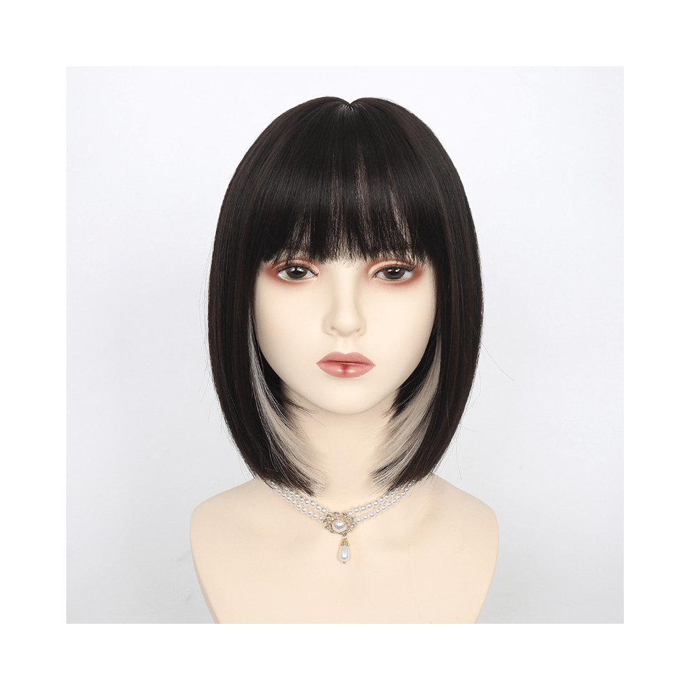 Short Straight Bob Cut Wig With Bangs Synthetic Wig Beginners Friendly Heat Resistant