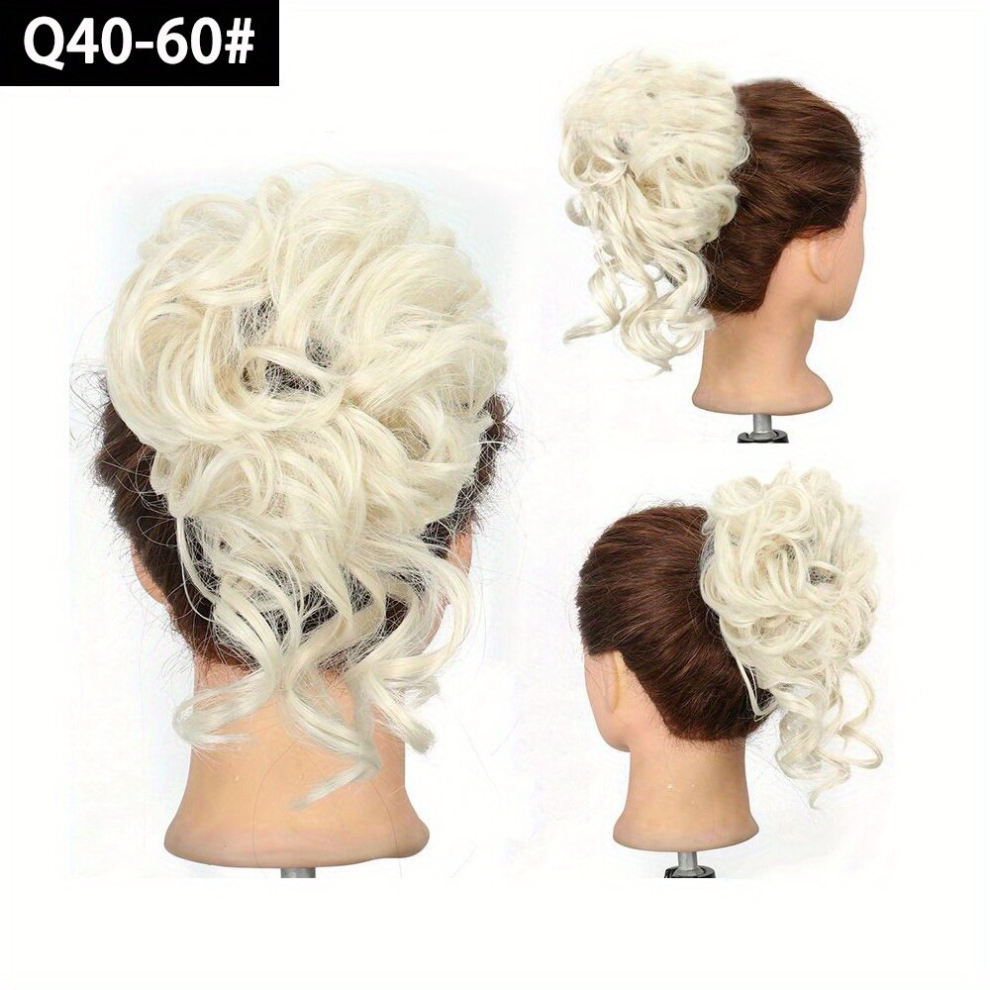 Tousled Ponytail Messy Hair Bun Piece With Elastic Rubber Band Wavy Bun Extensions Synthetic Chignons Updo Hair Extensions