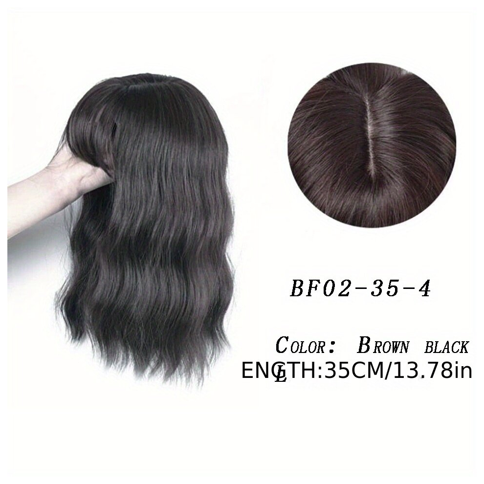Unisex Multicoloured Curly Wave Hairpiece Clip In Fluffy Synthetic Hair Topper With Choppy Bangs Synthetic Hair Toupee For Women Girls 35 56 Cm