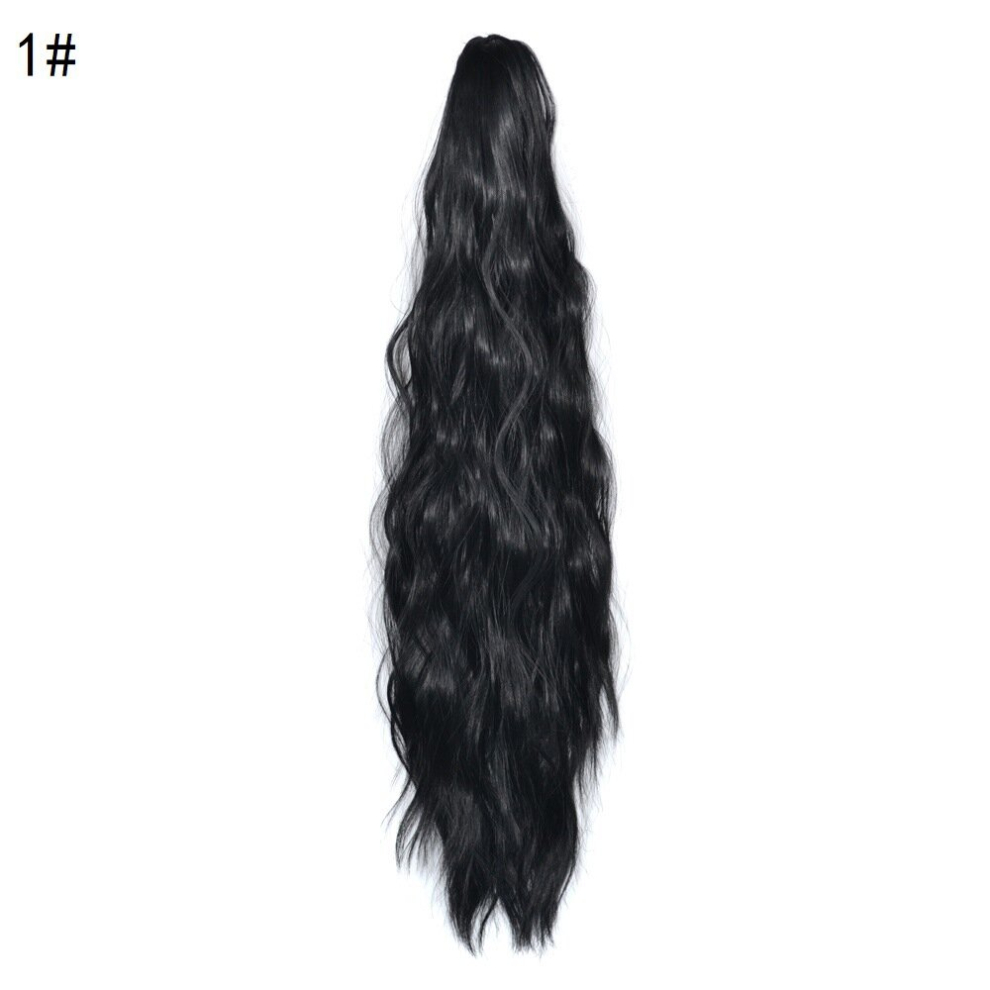 one piece Colorful Long Ponytail Extension Claw with Curly Wavy Clip In Hairpiece for Women Ombre Gray