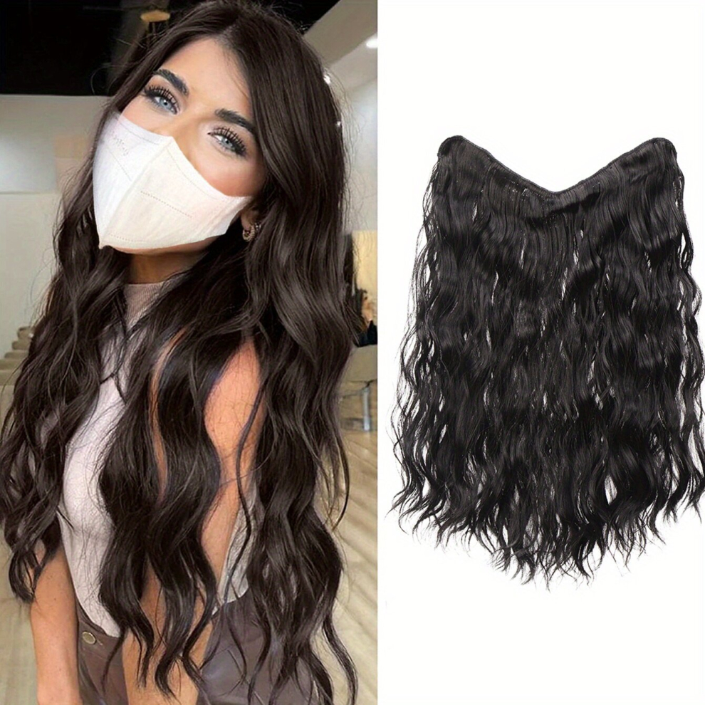 Long Mermaid Waves Clip In Curly Wavy Hair Extensions Synthetic Fiber One Piece Hairpiece for Women Add Volume and Body to Your Hair