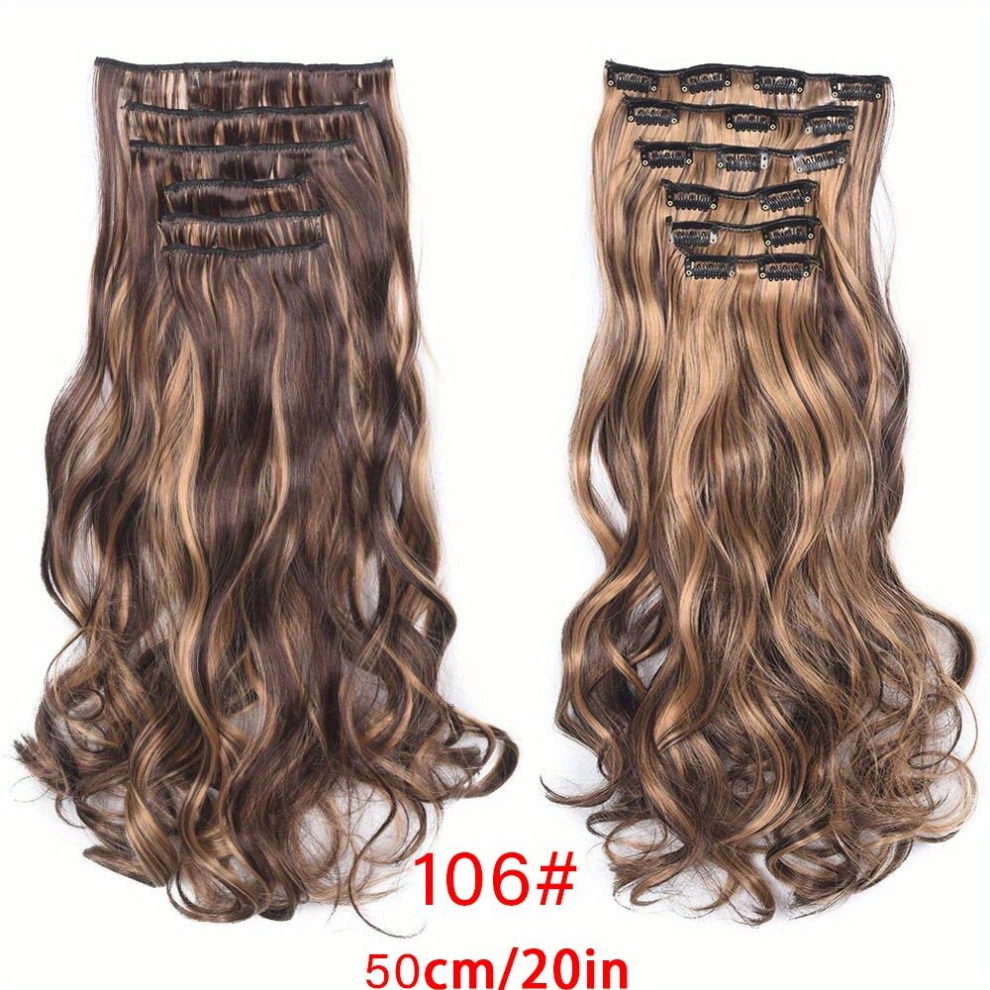 6pcs set Long Curly Hair Pieces Synthetic Clip In Hair Extensions Natural Looking For Daily Use 16clips