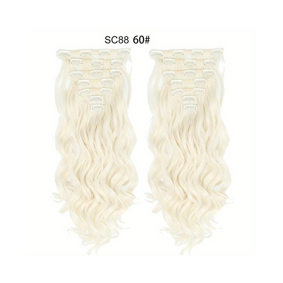 Unisex Multicoloured 7Pcs Long Wavy Curly Hair Extensions Clips In Synthetic Hair Extensions Hairpieces For Women 55 88 Cm