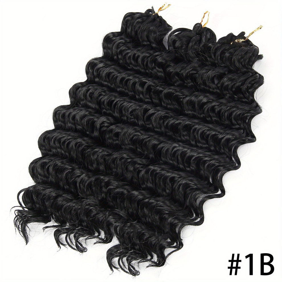 Unisex Black 3Pcs Pack Ombre Braiding Hair Extensions Synthetic Deep Wave Crochet Hair Braids Extensions 25 4 Cm