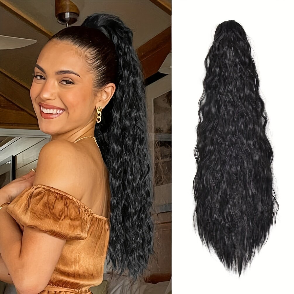 55 88 Cm Long Curly Wavy Hair Extensions Grap Claw In Ponytail Extensions Natural Looking Synthetic Fiber Hair Extensions For Women Girls