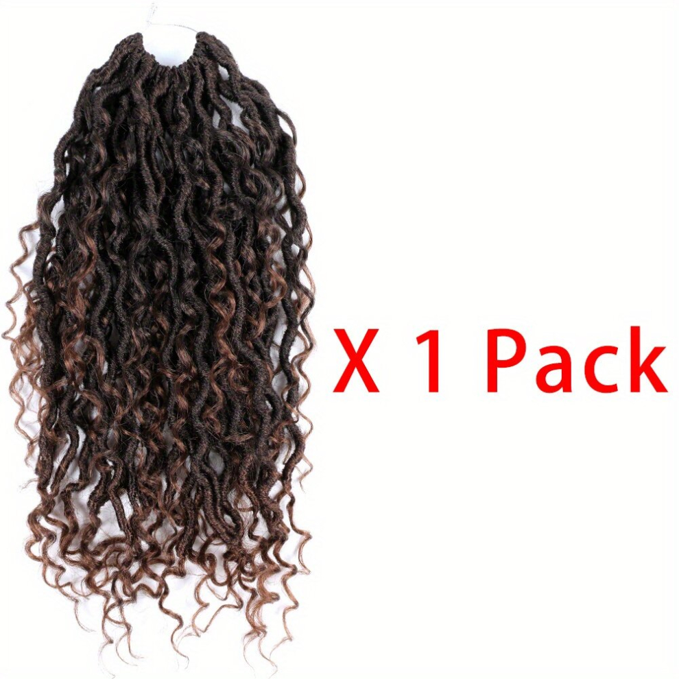 Unisex Brown 6Pack 45 Goddess Locs Crochet Hair Extensions Goddess Faux Crochet Hair River Locs Crochet Hair Extensions For Women