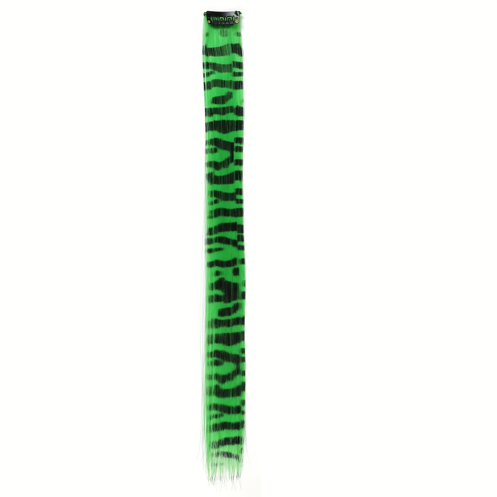 45 72 Cm Colored Feather Print Clip On In Hair Extensions Synthetic Straight Hair Extensions For Halloween Cosplay Party