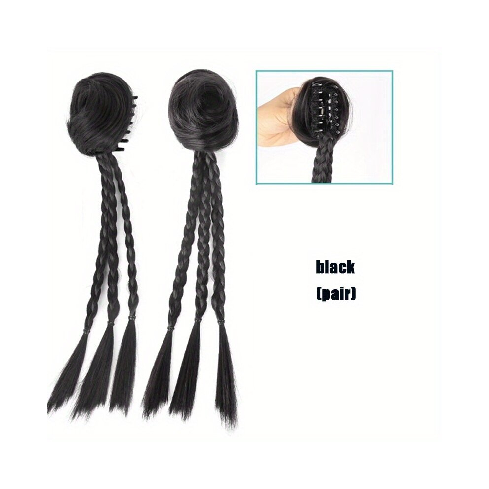 Claw Ponytail Box Braids Hair Bun Hanfu Style Ponytail Extensions Synthetic Clip In Hair Extensions Natural Looking For Daily Use