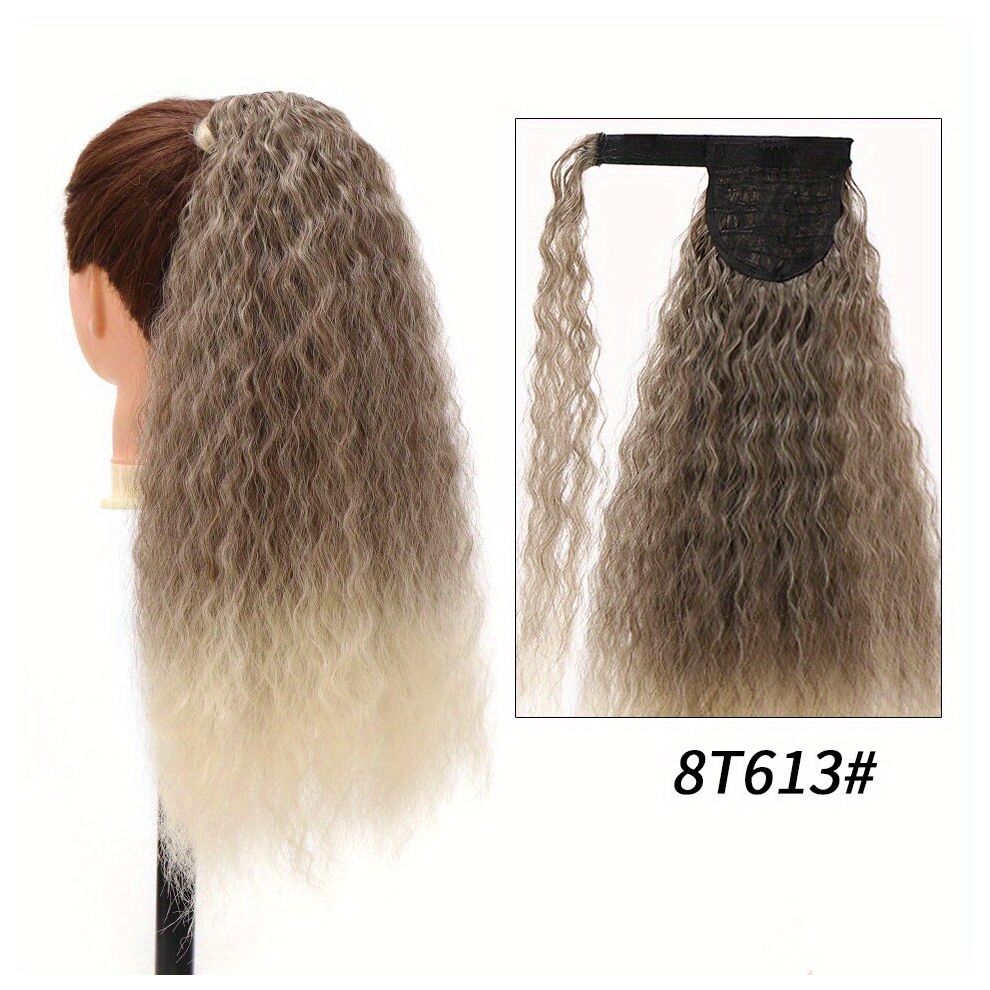 Unisex Multicoloured 55 88 Cm Ponytail Extension Wrap Around Long Afro Curly Pony Tail Hair Fluffy Synthetic Hairpiece For Women Drawstring Hair In Hair Extensions