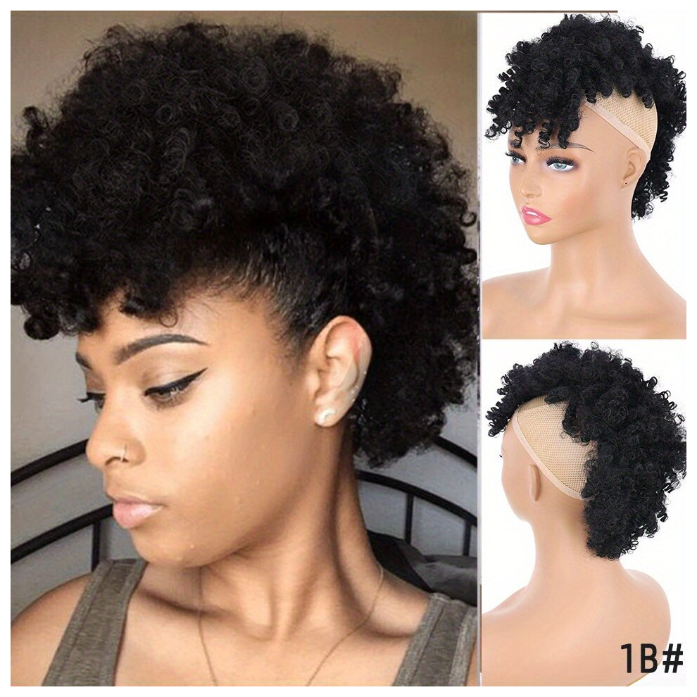 30 48 Cm Synthetic Chignon Afro Kinky Curly Hair Bun Afro High Puff Short Ponytail Extension With Bangs