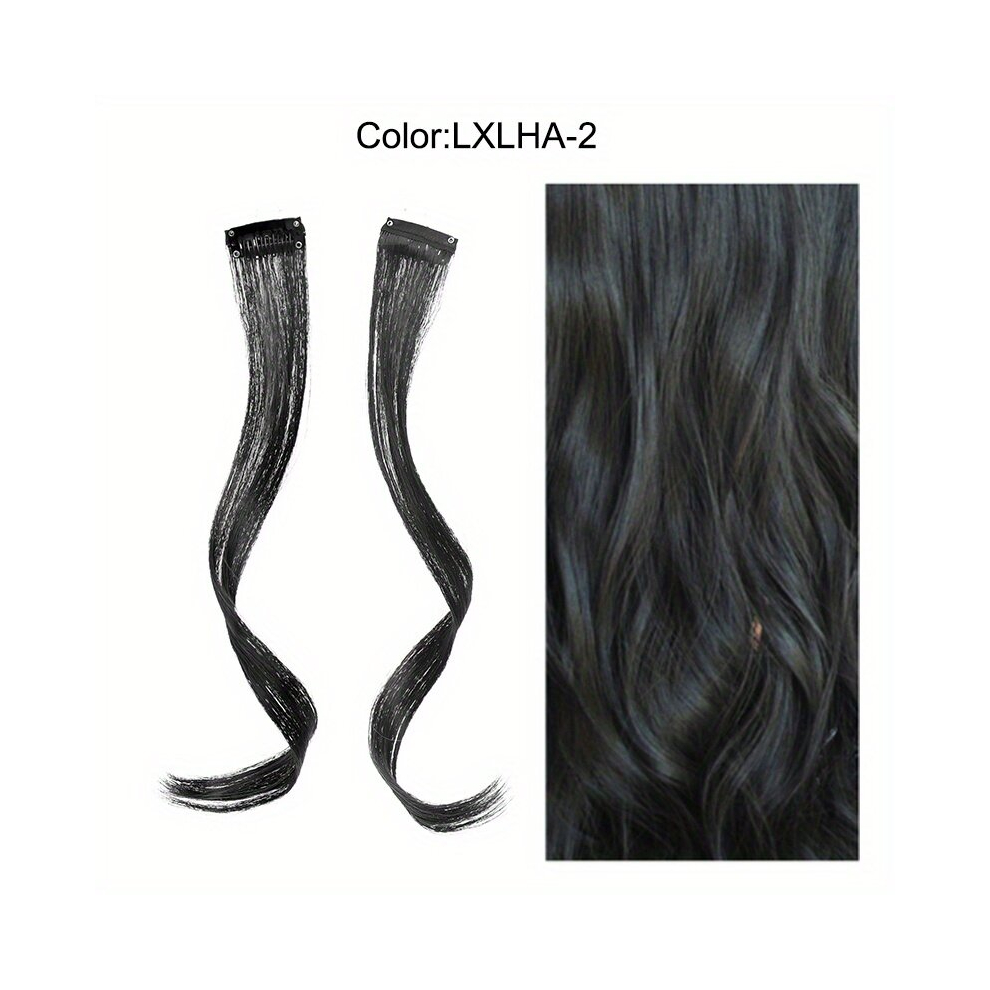 Unisex Multicoloured Long Curly Clip In Bangs Synthetic Wavy Hair Extensions Hair Clip On Bangs With Temples Flat Front