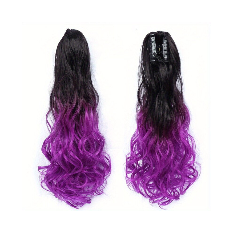 55 88 Cm Gradient Long Curly Wavy Ponytail Extensions Synthetic Claw Clip In Hair Extensions For Women Girls