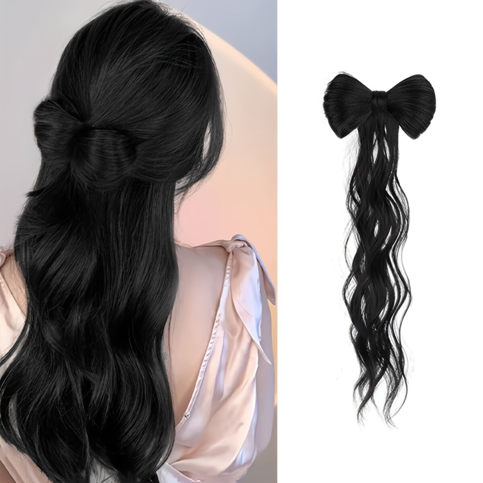 40 Wig Womens Tall Ponytail Lazy Bow Half Tied Chicken Hair Claw Hair Bun Head Hanfu Ancient Style Wig Braid