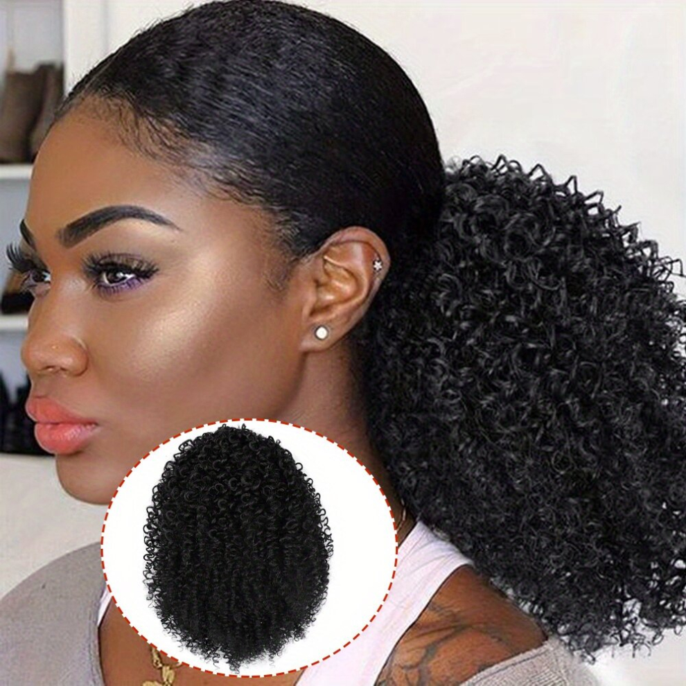 Unisex Multicoloured Afro Drawstring Ponytail Kinky Curly Ponytail Drawstring Afro Puffs Curly Ponytail Extension For Women Synthetic Curly Ponytail