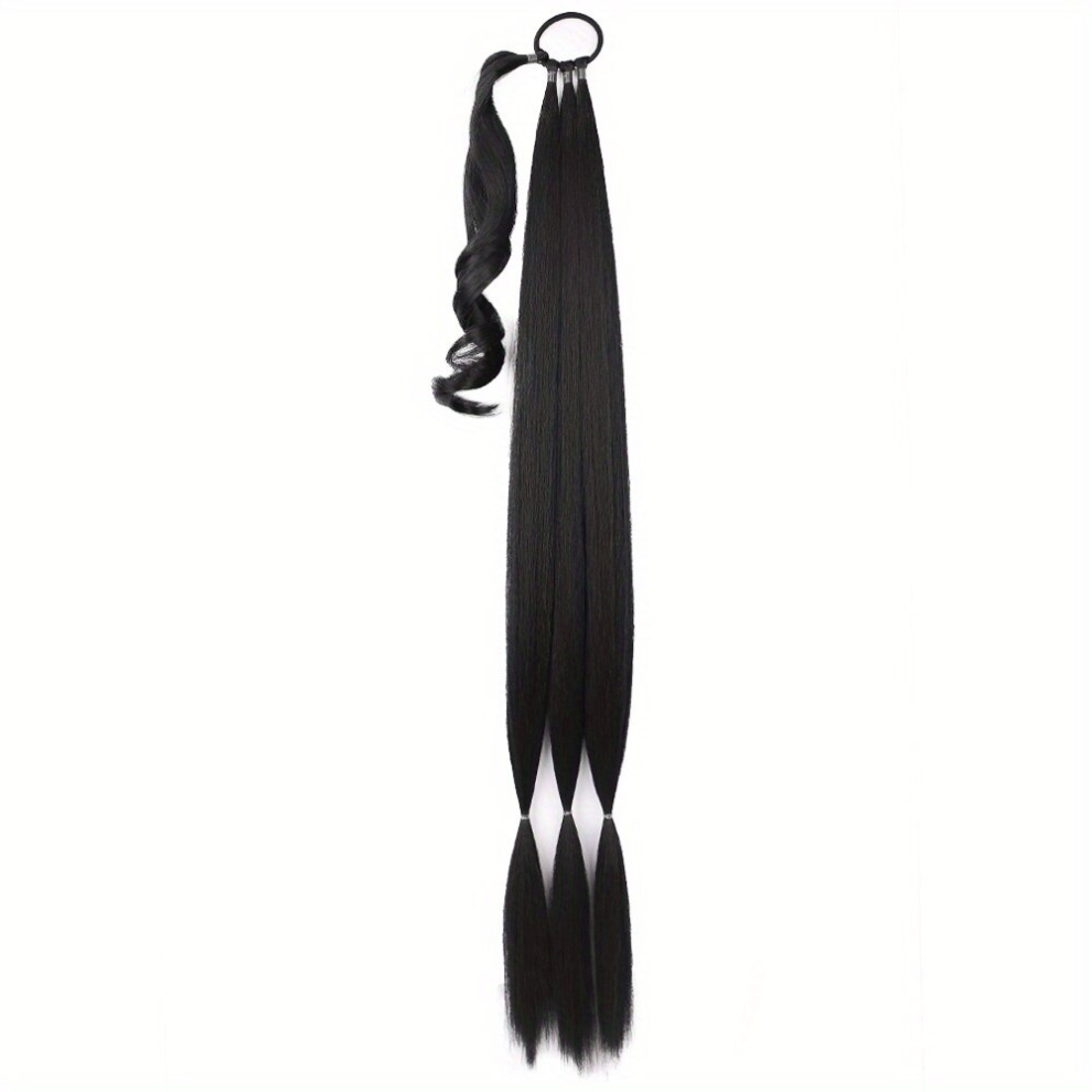 Upgraded Long Braid Ponytail Extension With Elastic Tie Straight Sleek Wrap Around Braid Hair Extensions Ponytail Natural Soft Synthetic Hairpiece 86