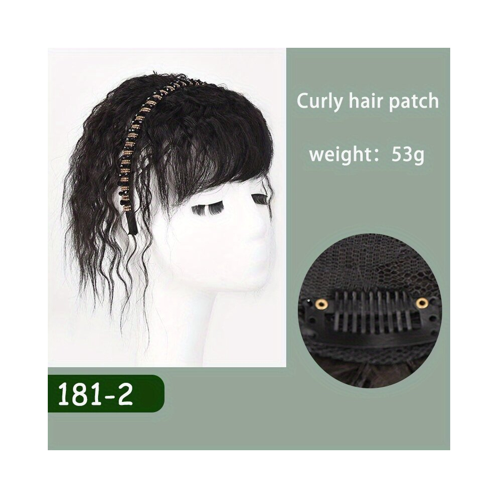 Thinning Hair Solution Short Curly Topper with Bangs and Headband Clip In Extensions