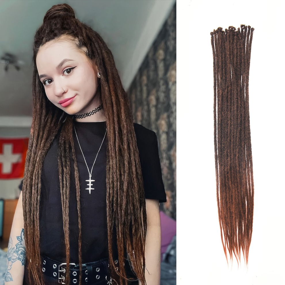 Unisex Red,Multicoloured Thin 0 Dreadlocks Extensions 1B Medium Auburn 22 Synthetic Crochet Braided Hair Backcombed Dreads Extensions 20 Strands
