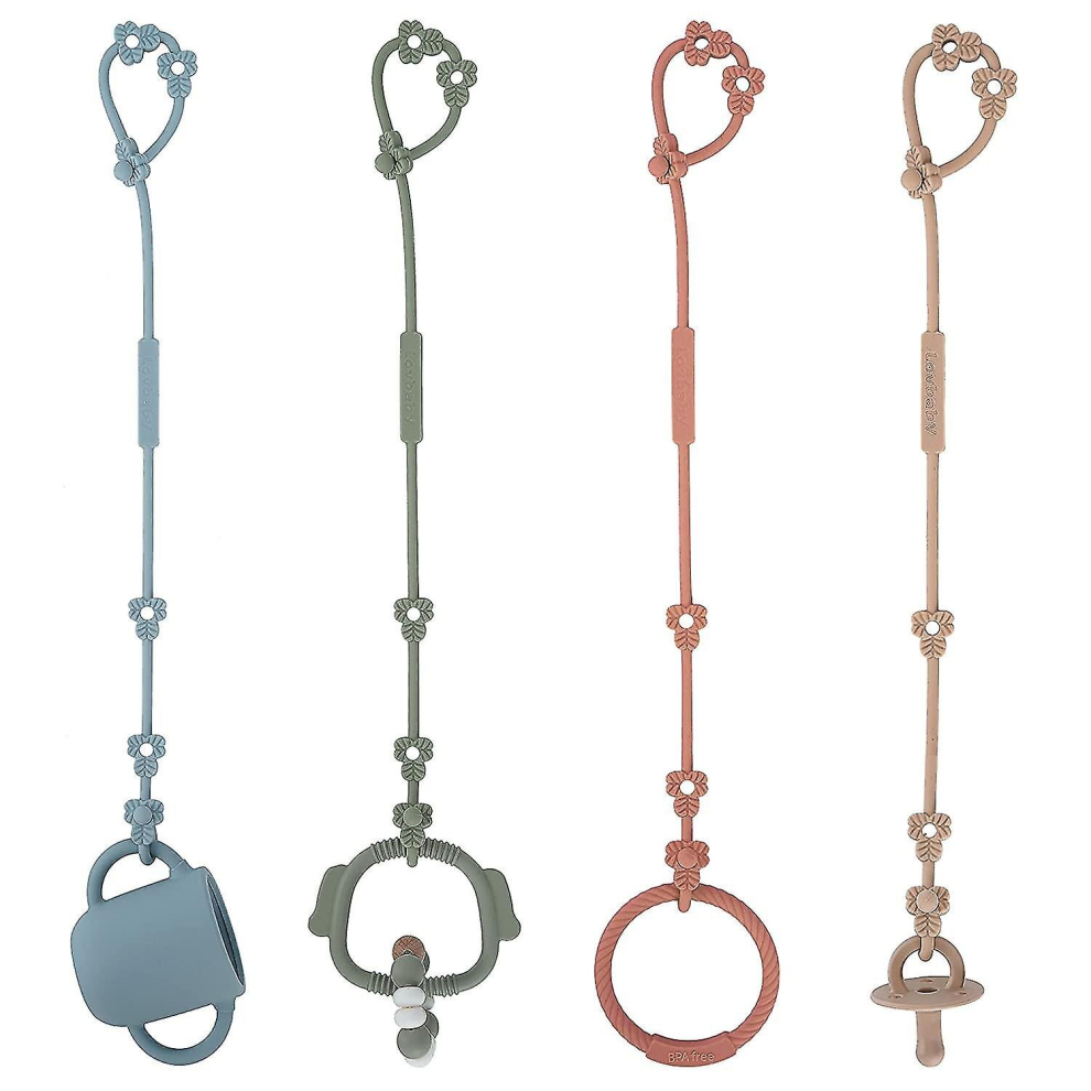 Toy Safety Straps, Silicone Pacifier Clips, Adjustable Stretchable Sippy Cup Straps For Strollers, High