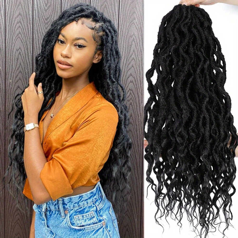 Unisex Brown,Multicoloured River Locs Crochet Hair With Curly End Synthetic Crochet Braids Hair Extensions For Women Ombre Brown Messy Dreadlocks River 60 90G Pack