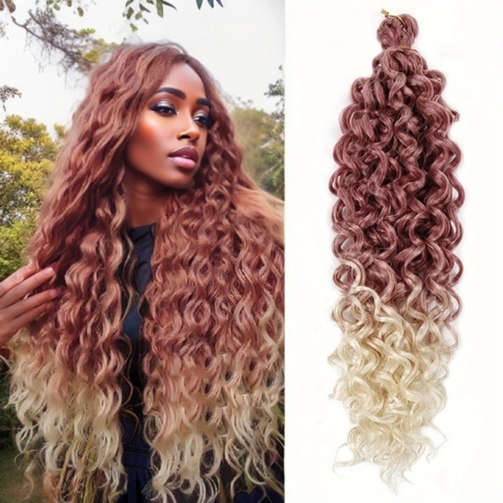 Unisex Pink,Multicoloured 60 Synthetic Afro Curls Crochet Braids Ombre Braiding Hair Extensions Curls Ocean Wave Deep Curly Pink 613