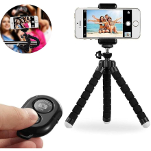 Phone Tripod, Portable And Adjustable Camera Stand Holder With Remote Control And Universal Clip Compatible Iphone, Android Phone