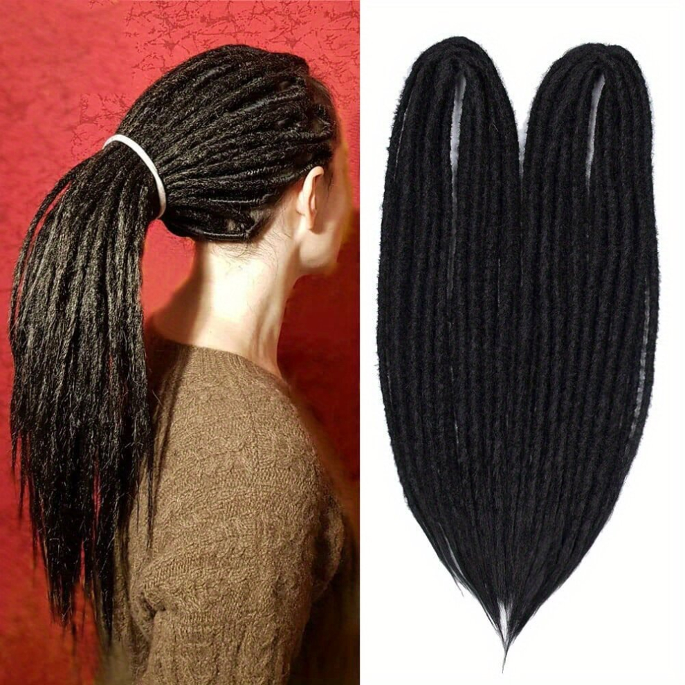 Unisex Black 60 De Dreadlock Extensions Synthetic Dreads Extensions 10 Strands