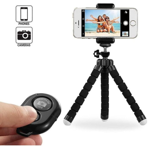 Phone Tripod, Portable And Adjustable Camera Stand Holder With Remote Control And Universal Clip Compatible Iphone, Android Phone 2
